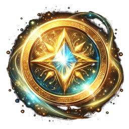 A radiant golden Lumen bearing a blue-white compass star